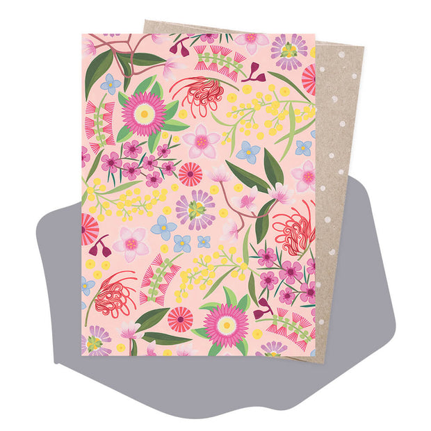 Earth Greetings Cards Claire Ishino Coastal Floral Pink Vegan Eco Greeting Card Australian greeting cards