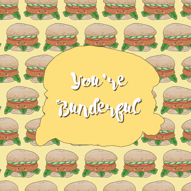 burger cards pun greeting card You’re Bunderful cute pun card