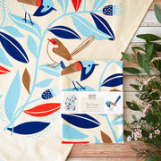 Earth Greetings Sarah Allen Peaceful Wrens screen printed tea towels Australia vegan organic cotton tea towels